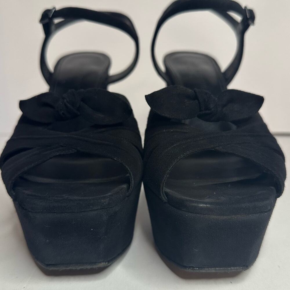 Saint Laurent Paris Candy Bow Black Suede Platform Sandals IT 38 US 8 Authentic - Picture 11 of 15